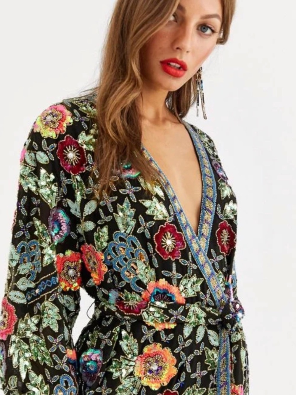 BNWT ASOS black embroidered floral mini dress - Picture 3 of 16